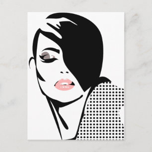 Chic retro dots mode flicka vykort