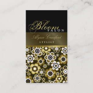 Chic Retro guld- blomflower power profilerar Visitkort