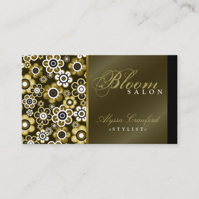 Chic Retro guld- blomflower power profilerar Visitkort (Framsida)