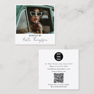 Chic Retro Makeup Artist Photo Business Logotyp Fyrkantigt Visitkort