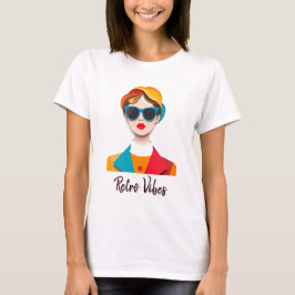 Chic Retro Mode Porträtt T Shirt