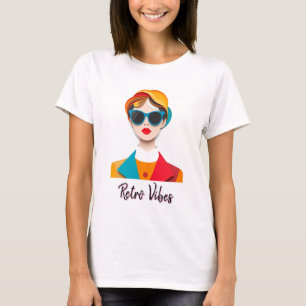 Chic Retro Mode Porträtt T Shirt