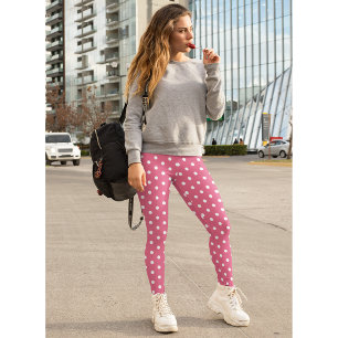 Chic Retro Mode Rosa White Polka dots Mönster Leggings
