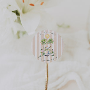 Chic Retro Palm Springs Baby Shower   Favor Runt Klistermärke