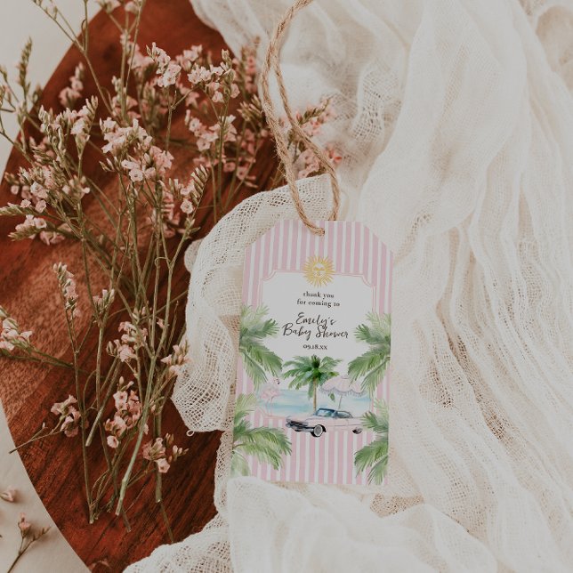 Chic Retro Palm Springs Baby Shower  Presentetikett (Skapare uppladdad)