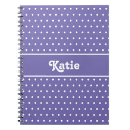 Chic Retro Polka dots Lila och White Namn Anteckningsbok