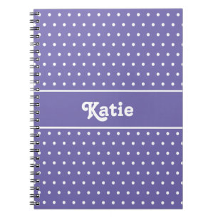 Chic Retro Polka dots Lila och White Namn Anteckningsbok