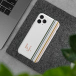 Chic Retro Rand Monogram<br><div class="desc">Ett minimalistiskt monogrammönster med stor typografi initialer i ett klassiskt teckensnitt med ditt namn under och chic retro rainbow färgad rand. Telefonärendena ger dig möjlighet att låta din personlighet skina. Ditt telefonfodral kan väljas för att visa din underbara mode-känsla, berätta för folk om en älskad hobby eller intresse, eller för...</div>