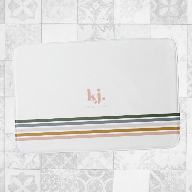 Chic Retro-ränder Monogram Badrumsmatta (Skapare uppladdad)