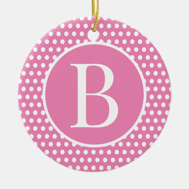 Chic Retro Rosa brev Polka dots Julgransprydnad Keramik (Framsidan)