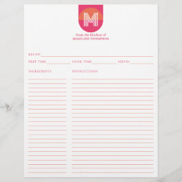 Chic Retro Rosa Orange Geometric Monogram Recipe