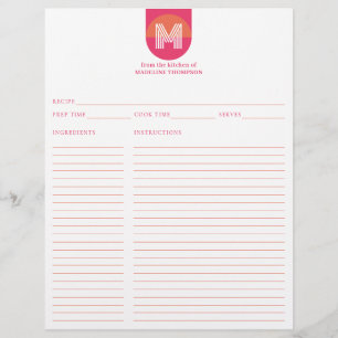 Chic Retro Rosa Orange Geometric Monogram Recipe