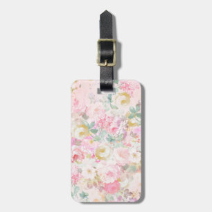 Chic retro rosa vitvattenfärgblommönster bagagebricka