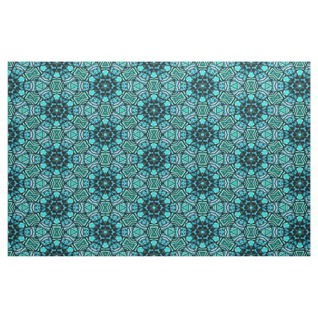 Chic Retro Teal Turcos Oriental Mosaic Mönster Tyg (Fat Quarter)