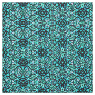 Chic Retro Teal Turquise Oriental Mosaic Mönster Tyg