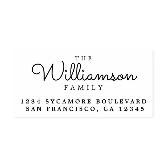 Chic-Returadress för Family Namn-skript Stämpel (Tryck)