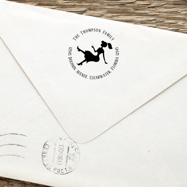 Chic Returadress Personlig Silhouette Självfärgande Stämpel (Chic silhouette return address stamp)