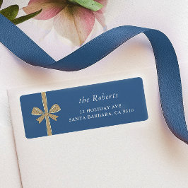 Chic Ribbon Bow Blue & Cream jul Adress Returadress Etikett