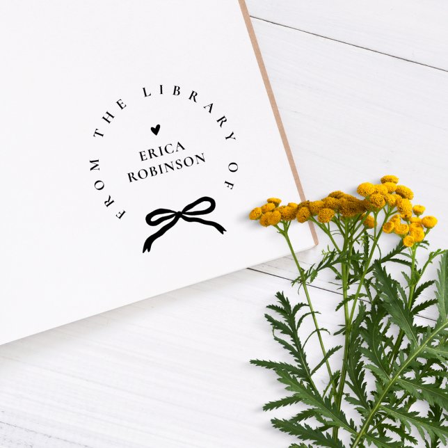 Chic Ribbon Round Elegant Library Book Stämpel (Skapare uppladdad)