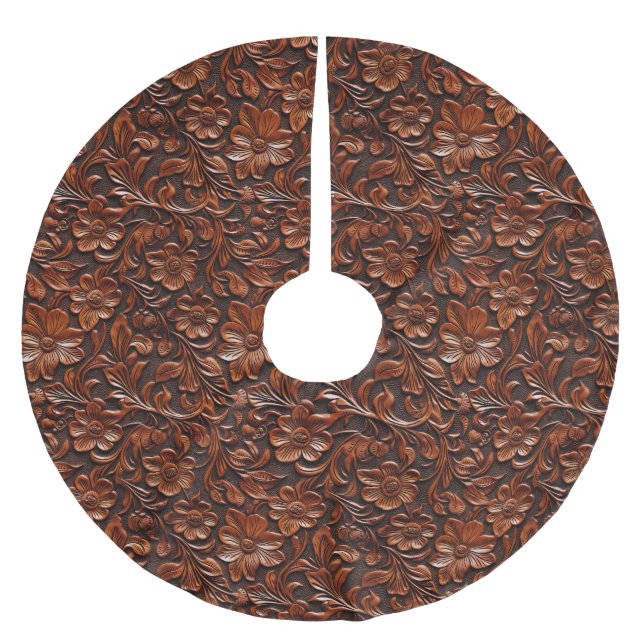 Chic Rik Warm Brown Flowers Julgransmatta Borstad Polyester (Framsidan)