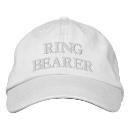 Chic ringbärare rosabröllop i vitt broderad keps