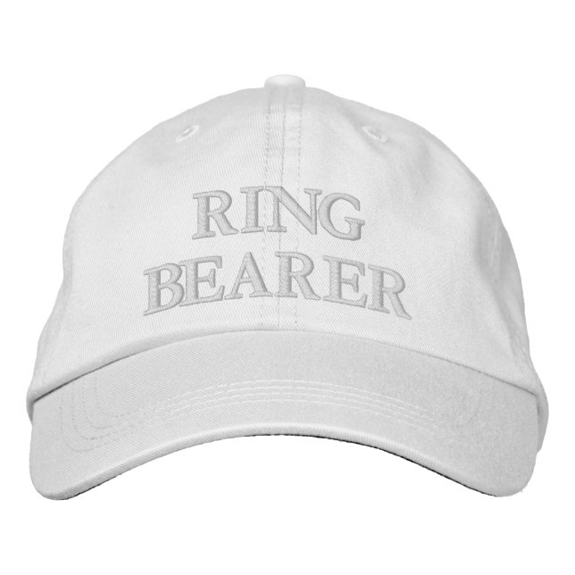 Chic ringbärare rosabröllop i vitt broderad keps (Framsida)