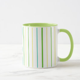 Chic Ringer Mugg, Rand, Grönt, turkos, Gult Mugg