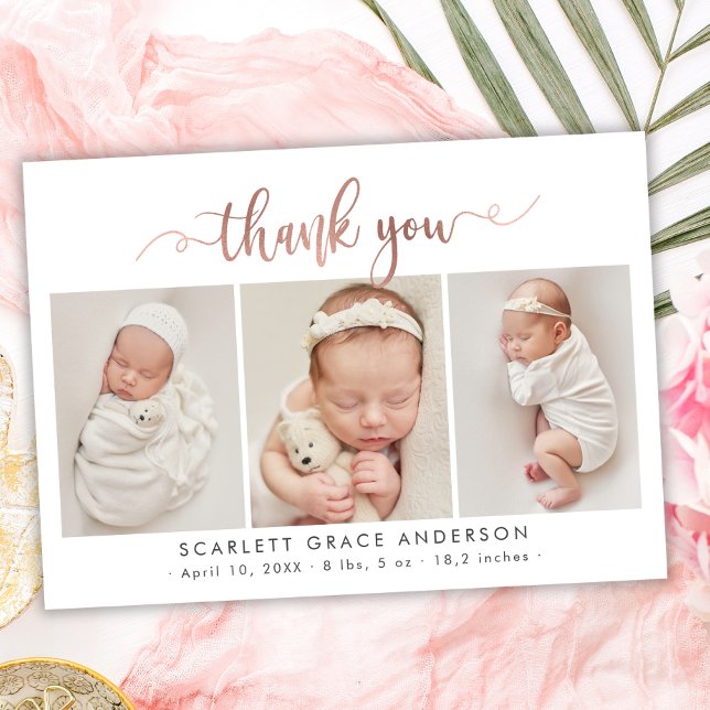 Chic Ro Baby Photo Collage Tack med Guld-skript Vykort (Skapare uppladdad)