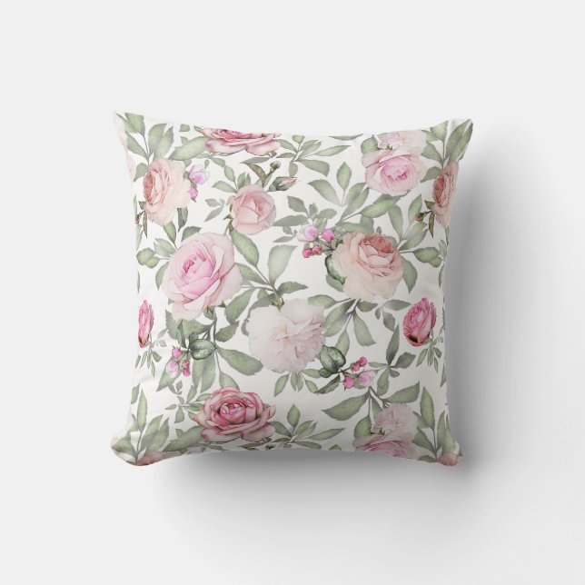 Chic Ro Blommigt över hela Mönster Kudde (Framsida)