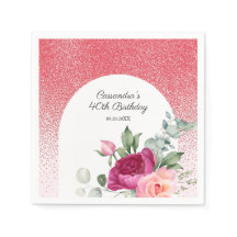 Chic Ro Blommigt Red Glitter födelsedag