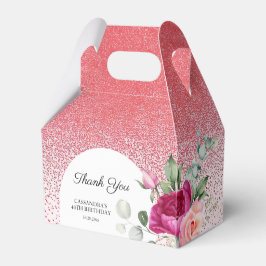 Chic Ro Blommigt Red Glitter födelsedag Presentaskar