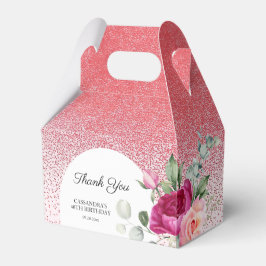 Chic Ro Blommigt Red Glitter födelsedag Presentaskar