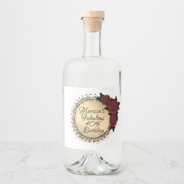 Chic Ro Fabulous 40:e födelsedag Anpassad Spritflaskor Etikett (Framsida)