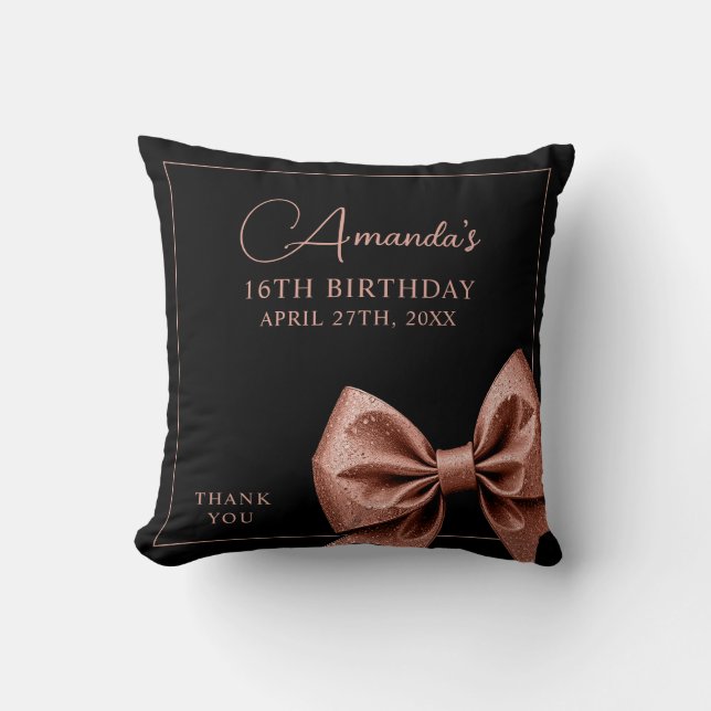 Chic Ro Glitter Bow Sweet 16 Birthday Kudde (Framsida)