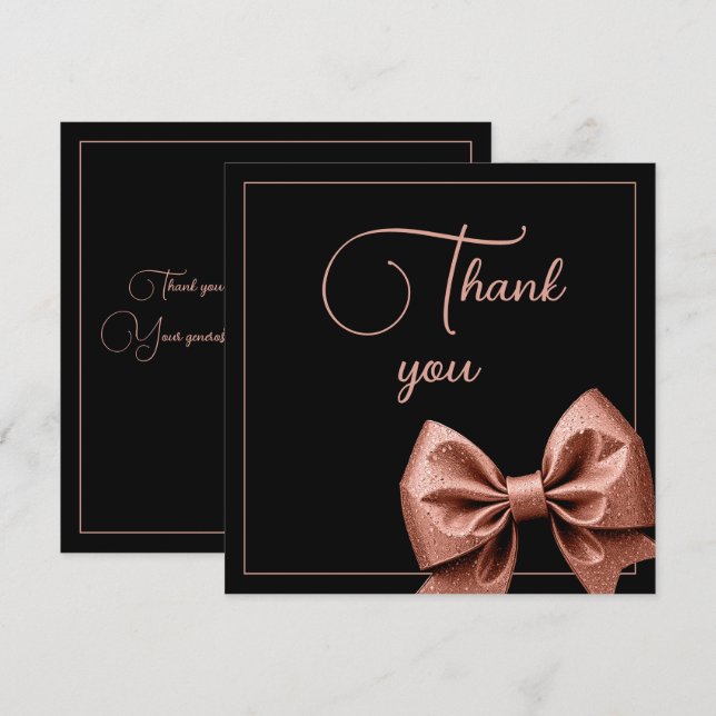 Chic Ro Glitter Bow Sweet 16 Birthday Tack Kort (Fram/baksida)