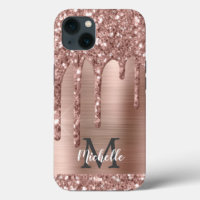 Chic Ro Glitter Drives Monogram Rosa Metall Guld