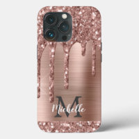 Chic Ro Glitter Drives Monogram Rosa Metall Guld