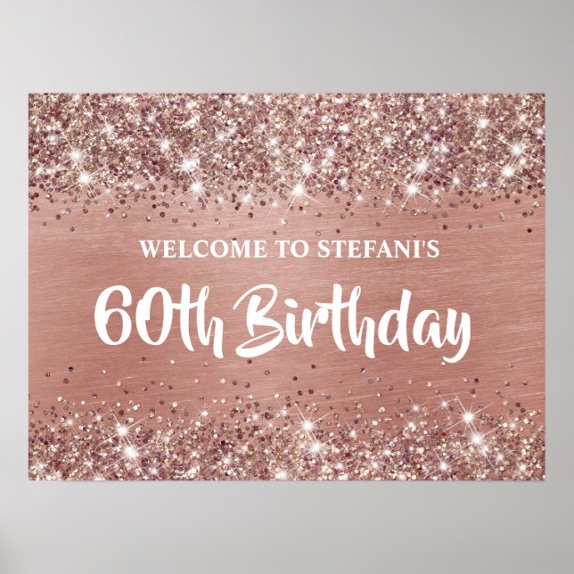 Chic Ro Glitter Foil 65e Birday Välkomna Poster (Framsidan)