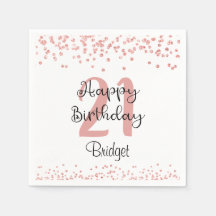 Chic Ro Glitter Guld LYCKLIG 21:a BIRTHDAY Namn