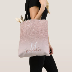 Chic ro glitter guld, rosa block monogram tygkasse