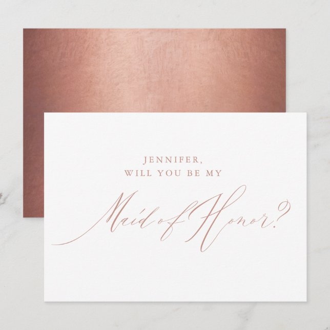 Chic Ro Glitter Guld, vit Maid of honor Inbjudningar (Fram/baksida)