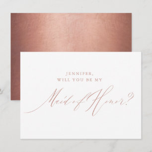 Chic Ro Glitter Guld, vit Maid of honor Inbjudningar
