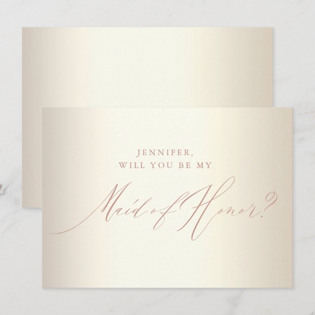 Chic Ro Glitter Guld, vit Maid of honor Inbjudningar (Fram/baksida)