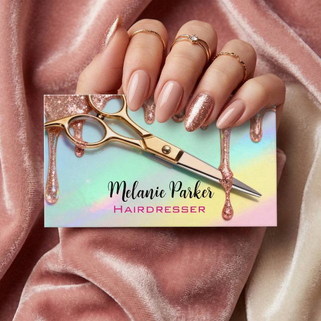 Chic Ro Glitter HoloGraph Hairdresser Visitkort (Skapare uppladdad)