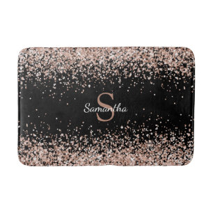 Chic Ro Glitter konfetti Monogram svart Badrumsmatta