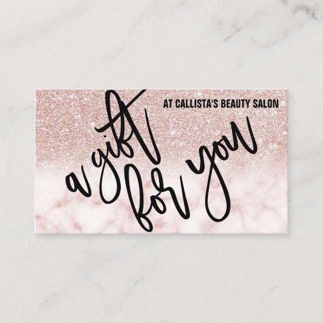 Chic Ro Glitter Marble Gift Certificate Visitkort (Framsida)