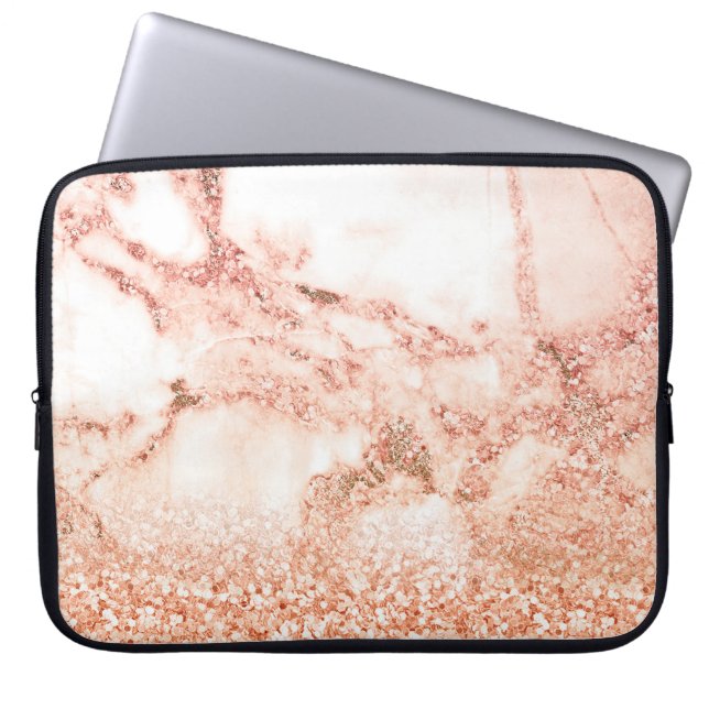 Chic ro glitter om marble rosa glitter marble laptop fodral (Framsidan)