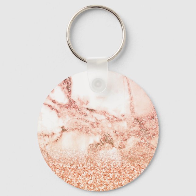 Chic ro glitter om marble rosa glitter marble nyckelring (Framsida)