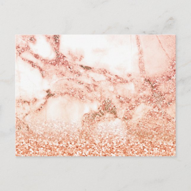 Chic ro glitter om marble rosa glitter marble vykort (Framsida)