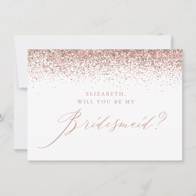 Chic Ro Glitter, vit Bridesmaid Inbjudningar (Framsida)